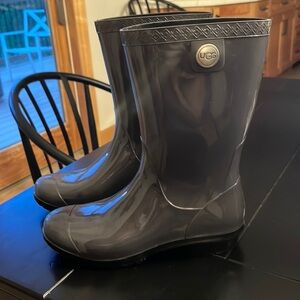 UGG Women's Glossy Black Rain Boots
